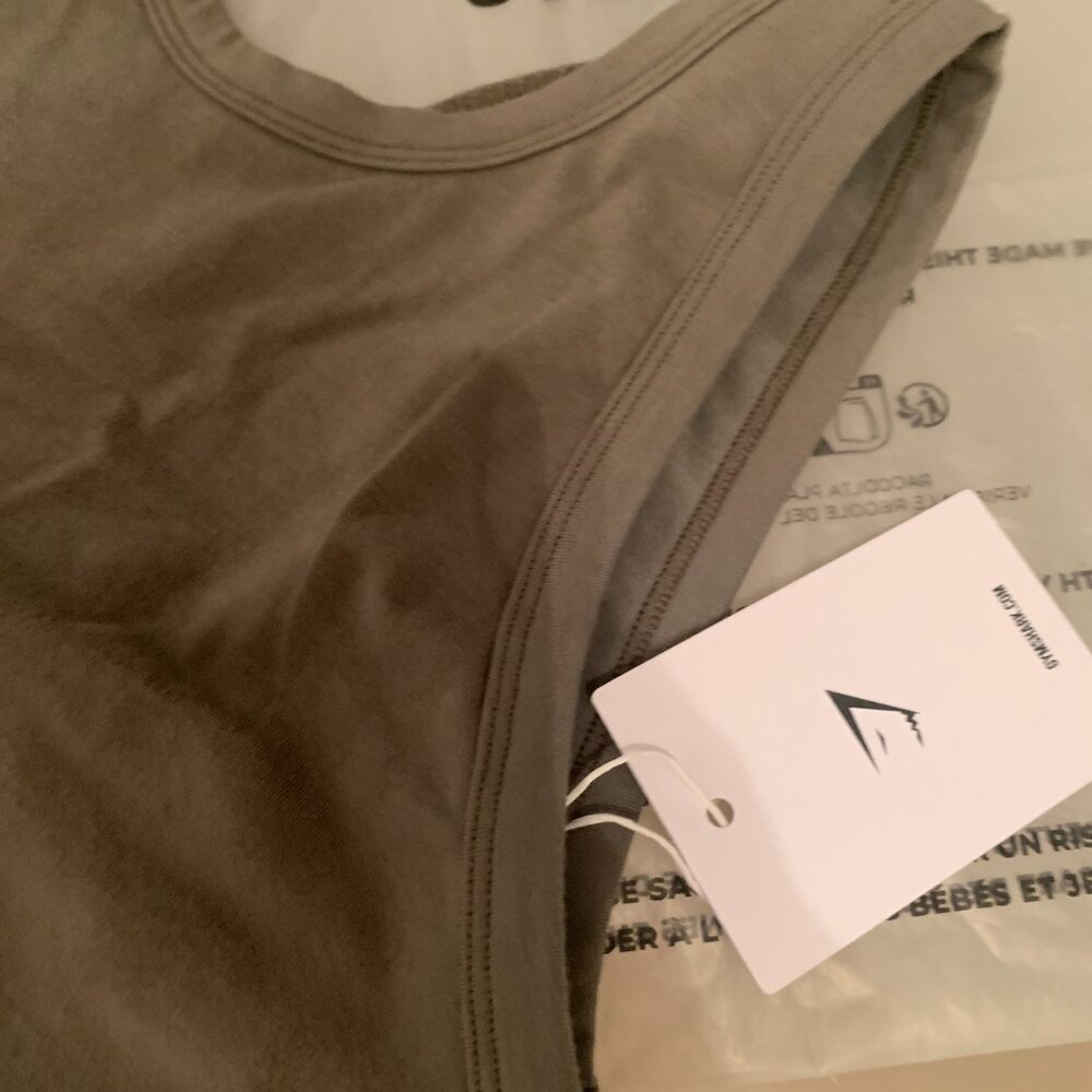 BNWT GYMSHARK Ribbed Cotton Seamless Body Fit Tank BASE GREEN SZ S - Picture 5 of 8